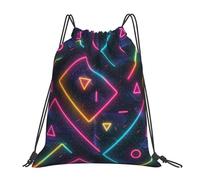 Retro 80S 90S Neon Borsa Sportiva Stringa Zaini Sportivi Pieghevole Borsa con Cordoncino per Yoga Spiaggia Vacanze 36X42Cm