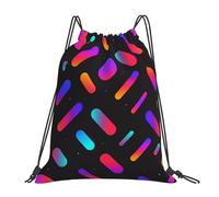 Retro 80S 90S Neon Tasche con Coulisse Stringa Zaino Sportivo Pieghevole Borsa Sportiva per All'Aperto Viaggi Nuoto 36X42Cm