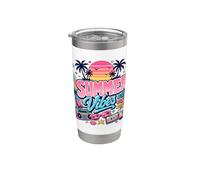 Retro 80s 90s Nostalgia Estate Vibes Spiaggia Tropicale Tramonto Bicchiere termico in acciaio inox doppia parete