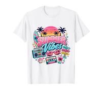 Retro 80s 90s Nostalgia Estate Vibes Spiaggia Tropicale Tramonto Maglietta
