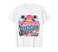 Retro 80s 90s Nostalgia Estate Vibes Spiaggia Tropicale Tramonto Maglietta