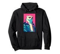 Retro 80s moda orso polare divertente carino pixel art Felpa con Cappuccio