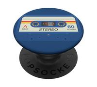 Retro 80's Music Cassette Tape Pretend Costume Graphic Blue PopSockets PopGrip Adesivo