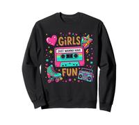 Retro 80s Ragazze Solo Voglio Avere Divertente Cassette Skate Felpa