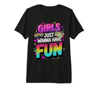 Retro 80s Tipografia Gradiente Ragazze Voglio Solo Divertirsi Maglietta Premium