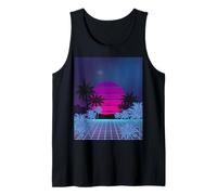 Retro 80s Vaporwave Palm Trees Sunset - Synthwave Art Tee Canotta