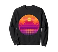 Retro 80s Vaporwave Palm Trees Sunset - Synthwave Art Tee Felpa