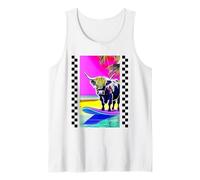 Retro 90's Anime Highland Cow Surf SummerTime Canotta
