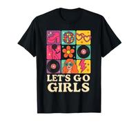 Retro 90s Disco Ball Aesthetic Women Vintage Let's Go Girls Maglietta