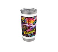 Retro 90s San Francisco California Skyline City By The Bay Bicchiere termico in acciaio inox doppia parete