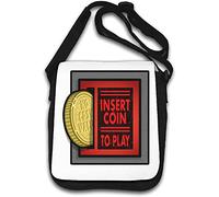 Retro A r c a d e Insert Coin to Play Borsa a tracolla bianca