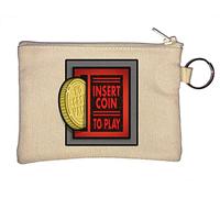 Retro A r c a d e Insert Coin to Play Portachiavi Portamonete Beige