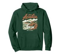 Retro Acadia National Park Vintage Style Maine Shore Felpa con Cappuccio