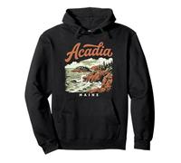 Retro Acadia National Park Vintage Style Maine Shore Felpa con Cappuccio