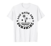 Retro acqua salata e sole palme onde oceano vintage Maglietta