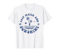 Retro acqua salata e sole palme onde oceano vintage Maglietta