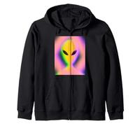 Retro Alien Aura Psychedelic Rainbow Aesthetic Cryptozoology Felpa con Cappuccio