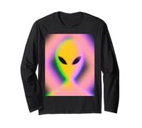 Retro Alien Aura Psychedelic Rainbow Aesthetic Cryptozoology Maglia a Manica
