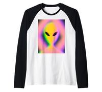 Retro Alien Aura Psychedelic Rainbow Aesthetic Cryptozoology Maglia con Maniche Raglan