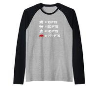 Retro Alien Invaders from Space - 80s 8-Bit Videogioco Shirt Maglia con Maniche Raglan
