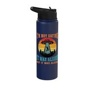 Retro Alieno UFO che non dice Alieni extraterrestri retrò Stainless Steel Insulated Water Bottle