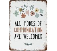 Retro All Communication Modes Welcome Metal Tin Sign for Speech Language Pathologist Classroom Home Wall Art 8 X 12