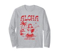 Retro Aloha Hula Girl Vintage Hawaiian Island State of Mind Maglia a Manica