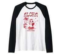 Retro Aloha Hula Girl Vintage Hawaiian Island State of Mind Maglia con Maniche Raglan