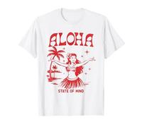 Retro Aloha Hula Girl Vintage Hawaiian Island State of Mind Maglietta