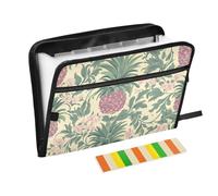 Retro Ananas e Fiore Tasca Fisarmonica File Organizer 13 Tasche A4 Formato Lettera con Chiusura a Cerniera per Business File Organizer carpeta de