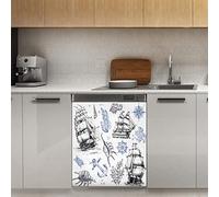 Retro Anchor Boat - Magnete magnetico per lavastoviglie e barca, con pannello decorativo magnetico, per frigorifero, cucina, porta, 58,4 x 66 cm