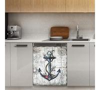 Retro Anchor - Magnete magnetico per lavastoviglie, in legno, magnetico, per frigorifero, cucina, porta, 58,4 x 66 cm