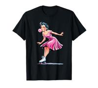 Retro anni '50 PinUp Girl con gomma e pattini a rotelle Maglietta