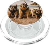 Retro anni '70 e '80 cani su una spiaggia per immersioni subacquee divertenti PopSockets PopGrip per MagSafe