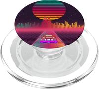 Retrò anni '80 Cyberpunk Synthwave Sunset auto veloce nella PopSockets PopGrip per MagSafe