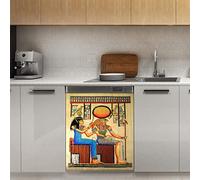 Retro Antico Egiziano Lavastoviglie Magnete Della Copertura Etnico Magnetico Decorazione Pannello Magnetico Stiker Per Frigorifero Cucina Decorazione Porta, 58,4 x 66 cm