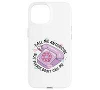 Retro Antisociale Telefono Divertente Carino Pastello Estetico Umorismo Custodia per iPhone 15