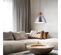 Retrò Appesa Faretto Ferro Lampada da Soffitto Studio Legno Pendolo Argento [EEK: Non valutato]