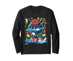 Retro Arcade Curling Stone Curler Maglia a Manica