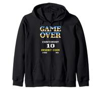 Retro Arcade Game Over Continua Inserisci Coin 10 Felpa con Cappuccio