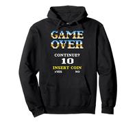 Retro Arcade Game Over Continua Inserisci Coin 10 Felpa con Cappuccio
