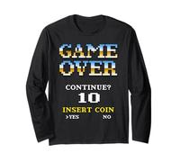 Retro Arcade Game Over Continua Inserisci Coin 10 Maglia a Manica