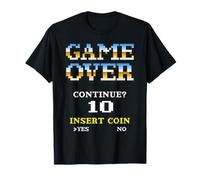 Retro Arcade Game Over Continua Inserisci Coin 10 Maglietta