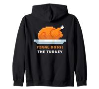 Retro Arcade Pixelated Game Thanksgiving - Final Boss Turkey Felpa con Cappuccio