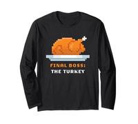 Retro Arcade Pixelated Game Thanksgiving - Final Boss Turkey Maglia a Manica