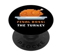 Retro Arcade Pixelated Game Thanksgiving - Final Boss Turkey PopSockets PopGrip Adesivo