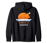 Retro Arcade Pixelated Game Turkey - Player 1: Stuffed Felpa con Cappuccio