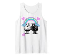 Retro Arcobaleno Cuore Pecora Pecora Cuore Bambino Ragazza Ragazzo Canotta