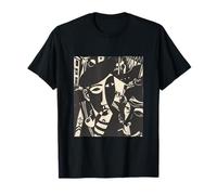Retro Astratto Bianco e Nero Marinaio Nave Facce Maria Art Maglietta