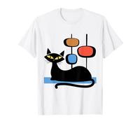 Retro Atomic Age Mid-Century Cat Vintage Space Modern Design Maglietta